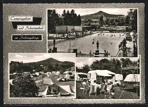 AK Oberpleis, Campingplatz und Schwimmbad im Siebengebirge