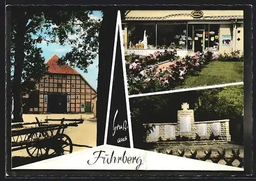 AK Fuhrberg, Edeka Markt, Kriegerdenkmal