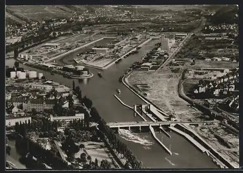 AK Stuttgart, Neckarhafen, Fliegeraufnahme