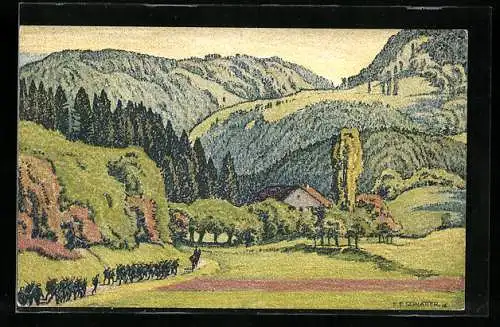 Künstler-AK Ernst E. Schlatter: Vallée du jura prés de fontenais
