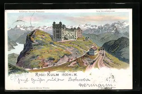 Künstler-AK Rigi-Kulm, Hotel mit Alpenblick