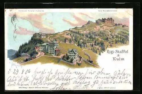 Künstler-AK C. Steinmann Nr. 2068: Rigi Staffel und Kulm