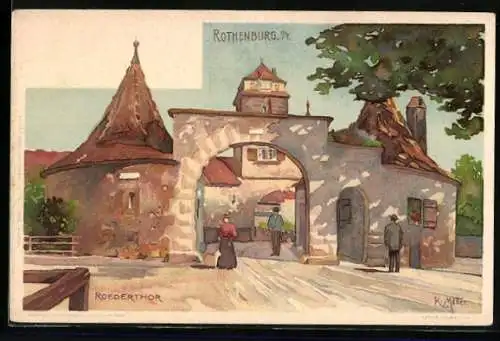 Künstler-AK K. Mutter: Rothenburg ob der Tauber, Roederthor