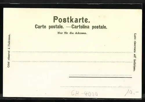 Künstler-AK Karl Mutter: Basel, Ortsansicht, Springbrunnen