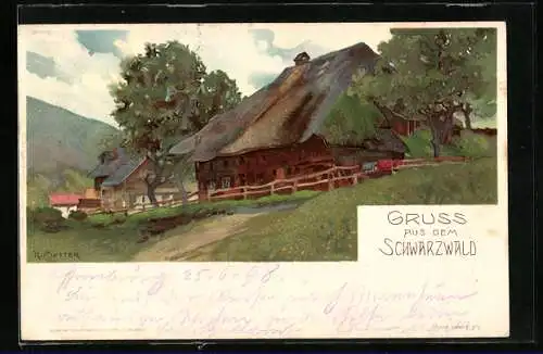 Künstler-AK K. Mutter: Idylle am Schwarzwaldhaus
