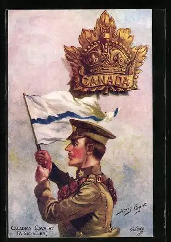 Künstler-AK Harry Payne: Canadian Cavalry, A Signaller