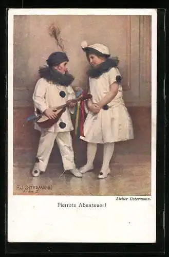 Künstler-AK F. J. Ostermann: Pierrots Abenteuer