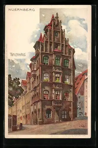 Künstler-AK Karl Mutter: Nürnberg, Strasse am Toplerhaus
