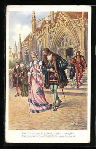 Künstler-AK Friedrich Kaskeline: Goethe`s Faust mit Gretchen