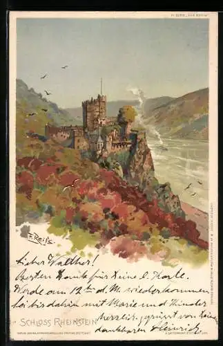 Künstler-AK Rheinstein, Das Schloss