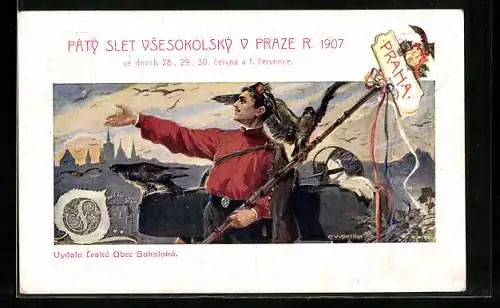 AK Praha, Páty slet Vsesokolsky v Praze R. 1907, Sokol