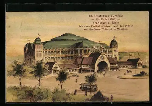 AK XI. Deutsche Turnfest 18-23. Juli 1908, Ansicht der neuen Festhalle