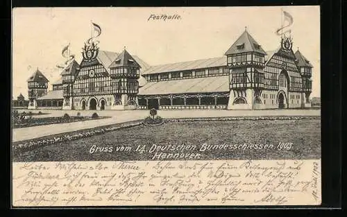 AK Hannover, 14. Deutsches Bundesschiessen 1903, Festhalle