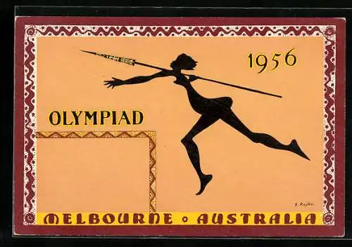Künstler-AK Melbourne, Speerwerferin bei der Olympiade 1956
