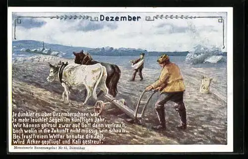 AK Bauernregel für Dezember, Reklame für das Düngen der Felder mit Kali