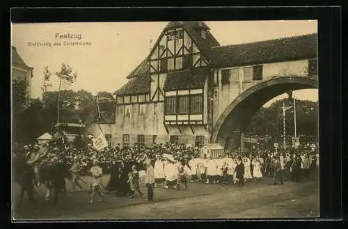 AK Hamburg, 16. Bundesschiessen 1909, Festzug, Einführung des Christentums