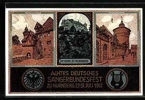 Künstler-AK Nürnberg, Achtes Deutsches Sängerbundesfest 1912, Die Burg