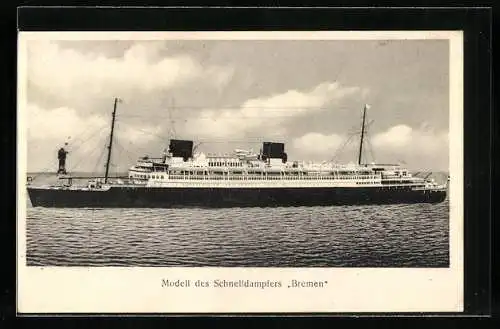 AK Modell des Schnelldampfers Bremen