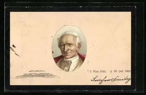 Lithographie Papst Leo XIII. im Portrait