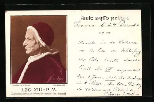AK Papst Leo XIII. im Profil