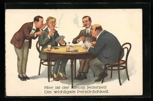 Künstler-AK Männer beim Kartenspiel