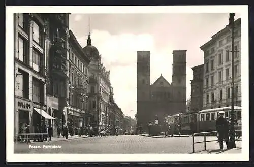 AK Posen / Poznan, Strassenbahn auf dem Petriplatz
