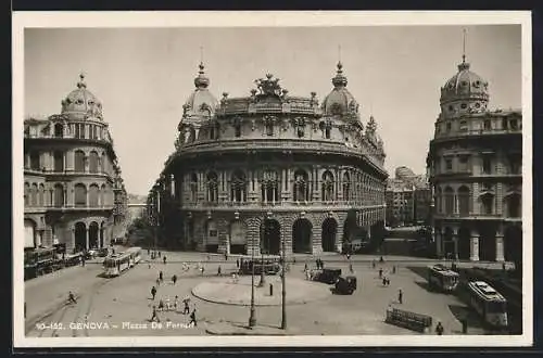 AK Genova, Piazza De Ferrari, Strassenbahn