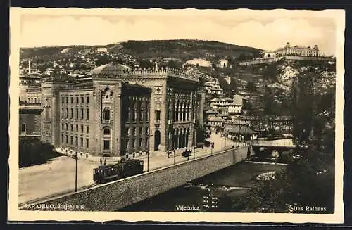 AK Sarajevo, Rathaus und Strassenbahn