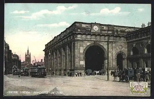 AK Newcastle, Central Station, Strassenbahn