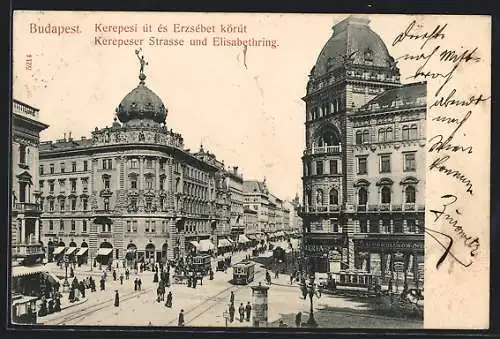 AK Budapest, Strassenbahnen in der Kerepeser Strasse