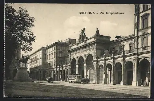 AK Bologna, Via Indipendenza, Strassenbahn