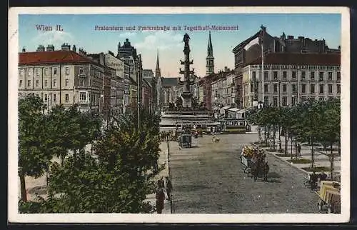 AK Wien, Strassenbahn vor dem Tegetthoff-Monument