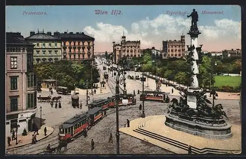 AK Wien, Strassenbahnverkehr am Tegetthoff-Monument