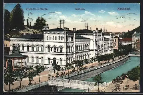 AK Karlsbad, Franz Josefs-Quelle und Kurhaus