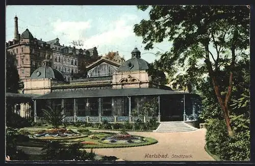 AK Karlsbad, Partie im Stadtpark