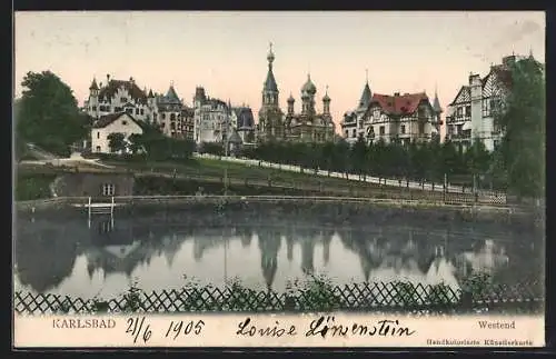AK Karlsbad, Flusspartie und Kirche
