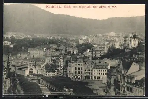 AK Karlsbad, Blick von oberhalb der alten Wiese