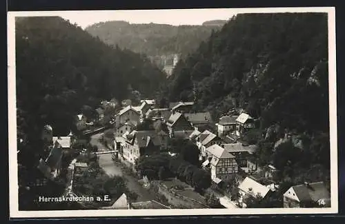 AK Hernskretschen, Ortsansicht mit Fluss