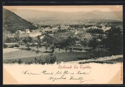 AK Eichwald b. Teplitz, Ortsansicht aus der Vogelschau