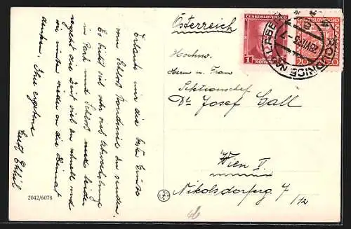 AK Roudnice, Flusspartie mit Brücke