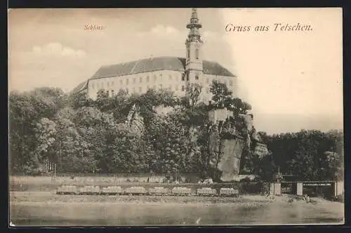 AK Tetschen, Blick auf das Schloss