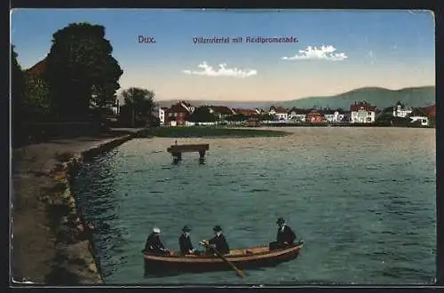 AK Dux, Villenviertel mit Reidipromenade