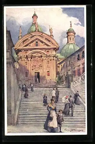 Künstler-AK Hans Götzinger: Graz, Domkirche mit Mausoleum