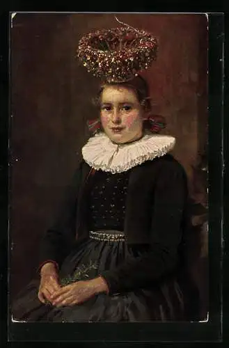 Künstler-AK Wilhelm Hasemann: Schwarzwälderin in Brauttracht