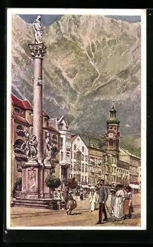 Künstler-AK E.F. Hofecker: Innsbruck, Maria Theresienstrasse