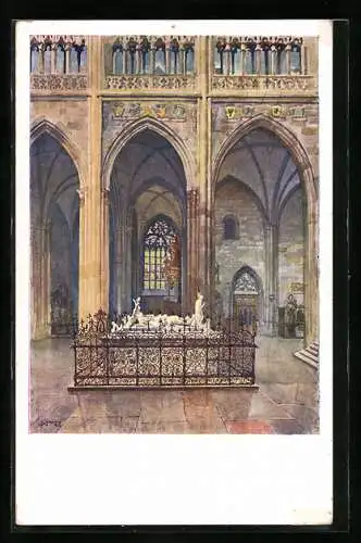 Künstler-AK Fr. X. Margold: Praha, Velechram Sv. Vita, Vpredu kralovska hrobka