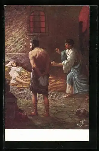 Künstler-AK Fr. Rösler: Ligia im Gefängnis