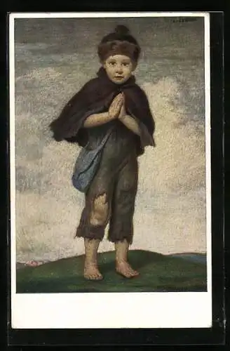 Künstler-AK Ludwig von Zumbusch: Deutsche Kinderhilfe in Bayern, Bittender Knabe