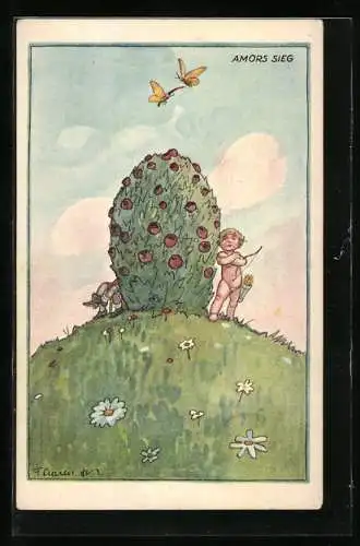 Künstler-AK F. Gareis: Amors Sieg