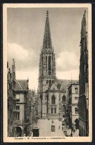 AK Münster i. W., Prinzipalmarkt mit Lambertikirche